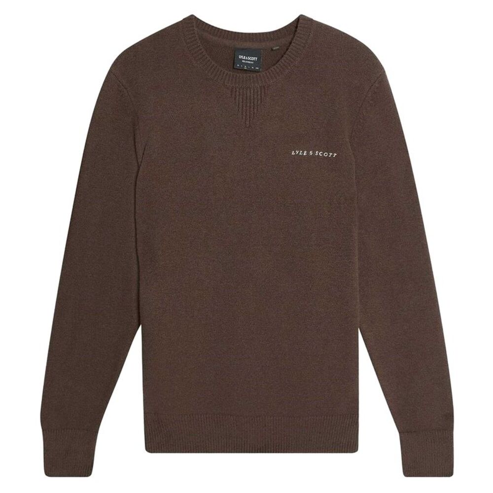 Lyle & Scott Mens Knitted Crew Neck Sweatshirt / Sepia